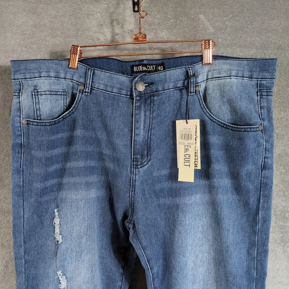Blue Cult Mens‎ Distressed Slim Jeans Blue Black Size 40 NWT